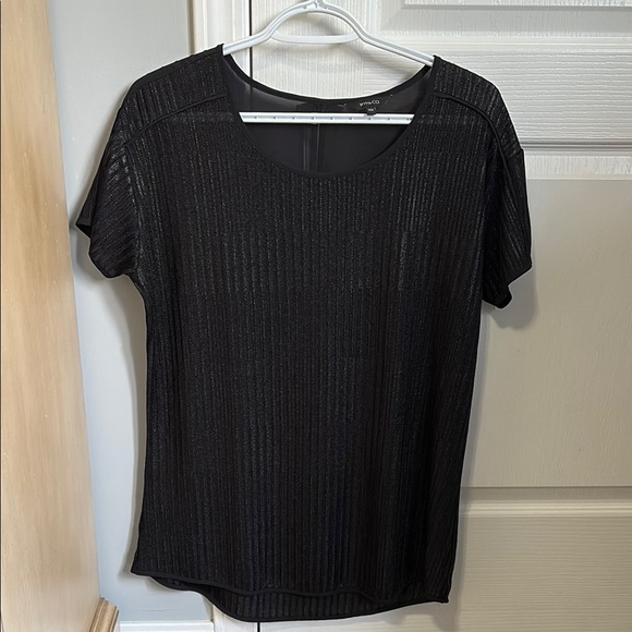 Black Ribbed Short Sleeve T-Shirt - Picture 1 of 5